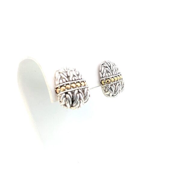 John Hardy Estate Earrings Sterling Silver 18k Y Gold JH72 - Picture 3 of 10